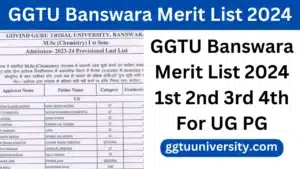 GGTU Banswara Merit List 2024