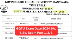GGTU Exam Date 2024