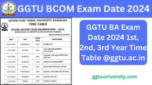 GGTU BCOM Exam Date 2024