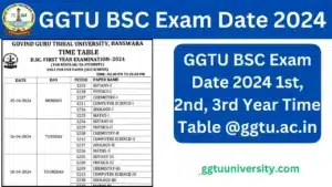 GGTU BSC Exam Date 2024