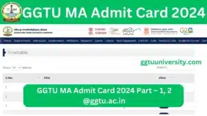 GGTU MA Admit Card 2024