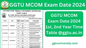 GGTU MCOM Exam Date 2024