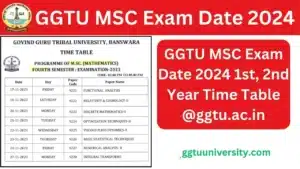 GGTU MSC Exam Date 2024
